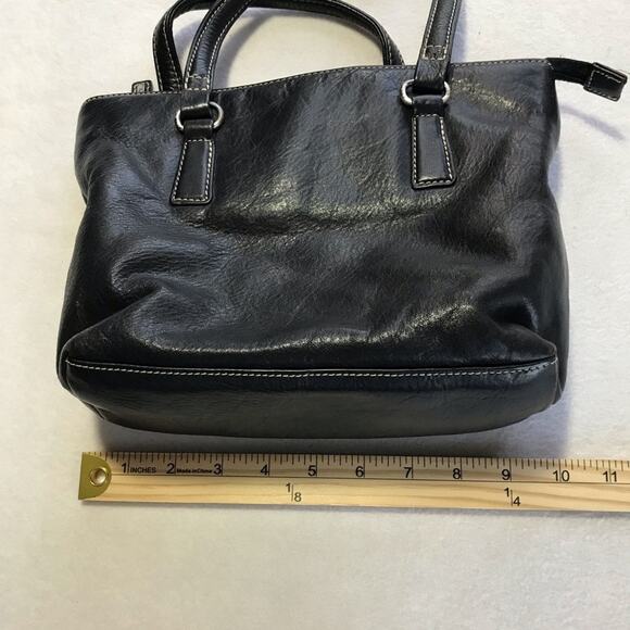 Fossil black leather mini tote bag 75082 casual everyday purse - Picture 6 of 16